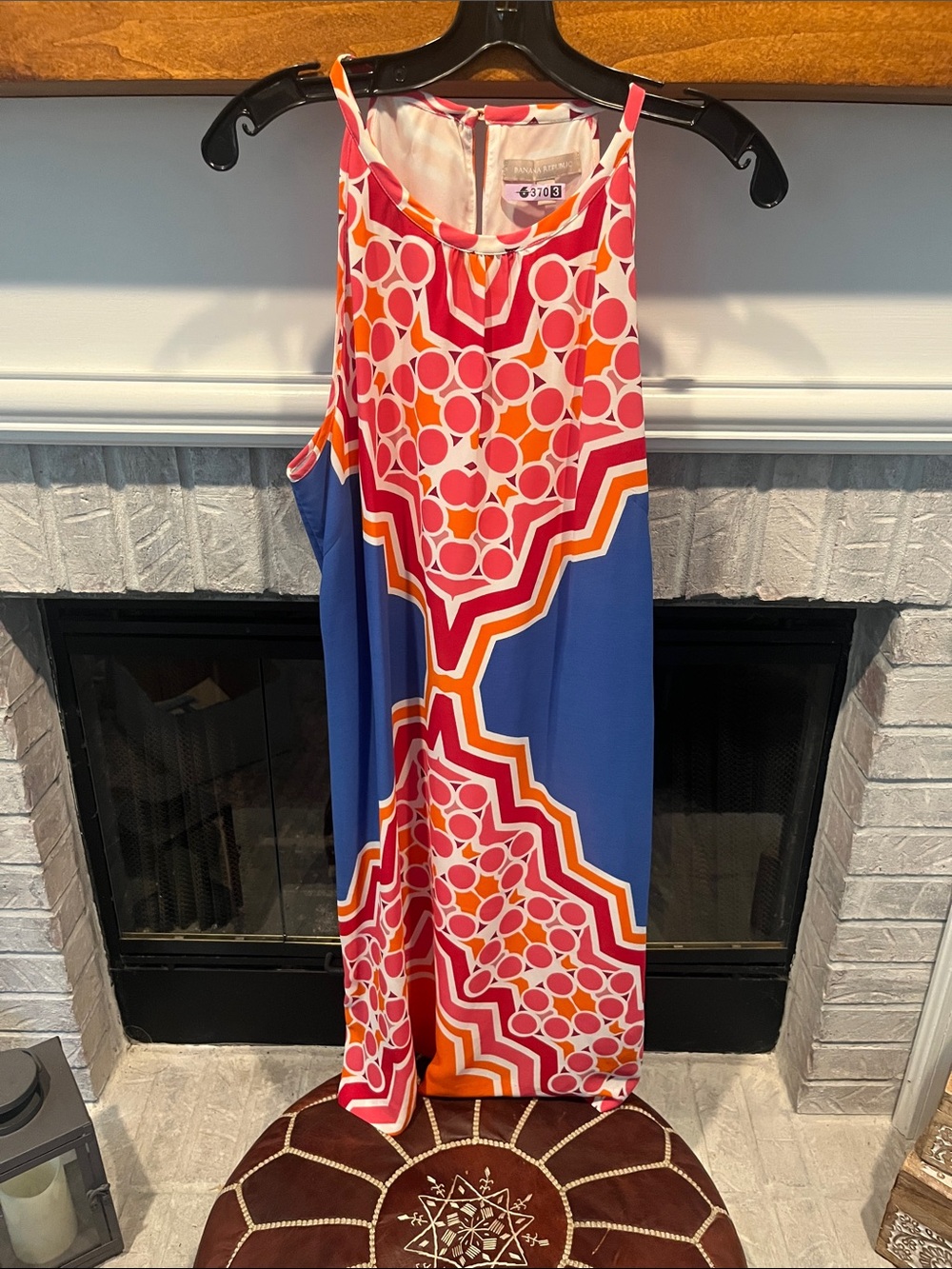 Banana Republic Sleeveless Geometric Maxi Dress in Pink, Blue & Orange
